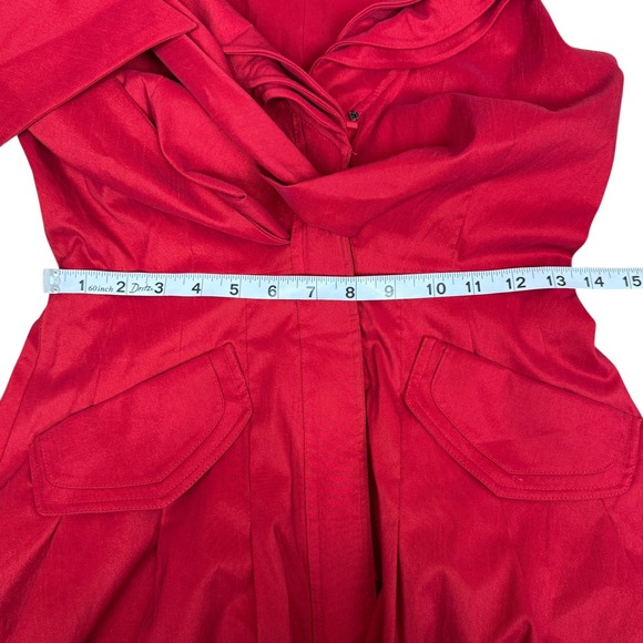 SAMUEL DONG Sleeveless Dress Ruffle Sleeveless Tie Waist Fit Flare Bubble Red - Picture 5 of 14